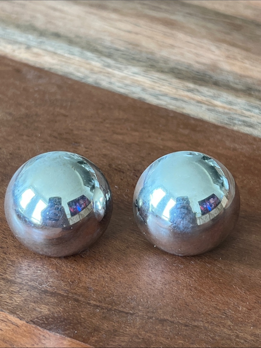 Vintage Napier Oversized Silver Tone Ball Screw Back Earrings 1.5”